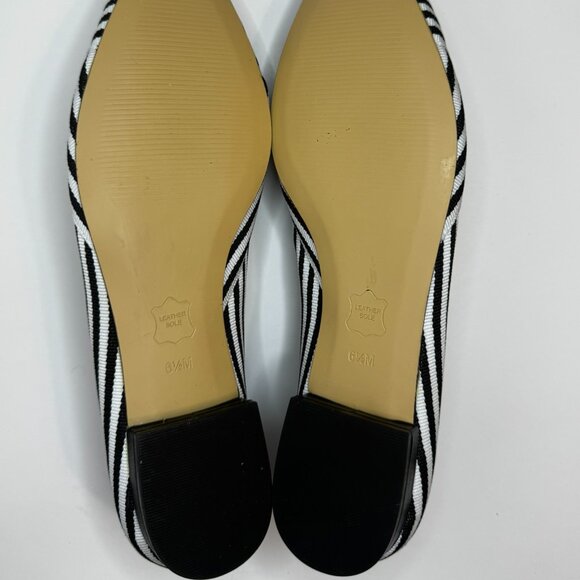 Talbots Edison Womens Black/White Striped Ribbon Pointed Flats Size 6.5 - Picture 6 of 7